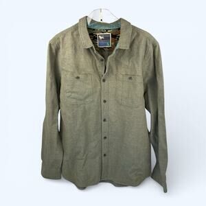 Modern Amusement Men's Button Down Olive Green Large
